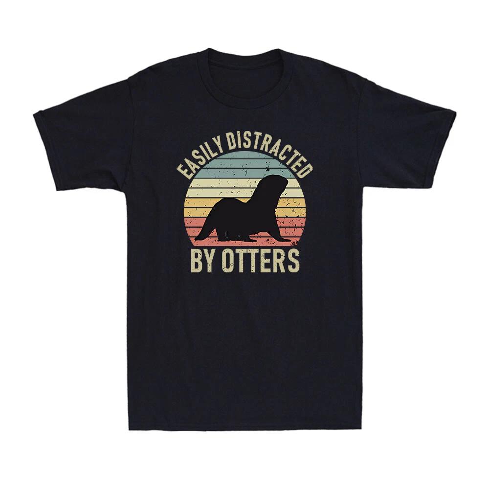 Easily Distracted By Otters Funny Otter Lovers Sea Otter Gift Men s T-Shirt S