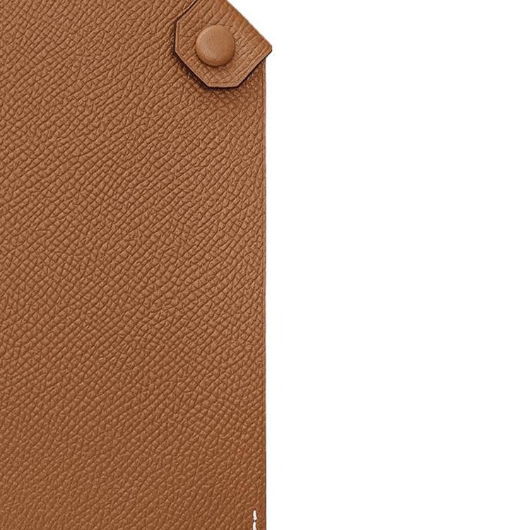 Hermes Tarmac Palladium Plated Snap Leather Passport Holder Card Case Women Card Holder Gold Brown H057946CK37
