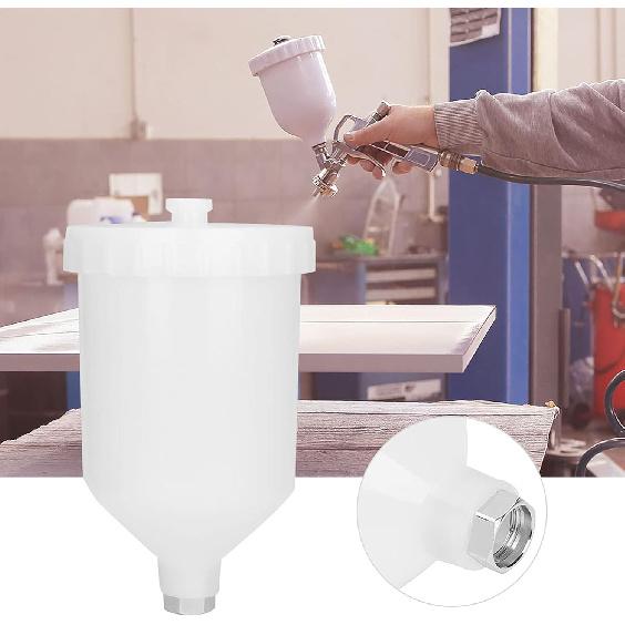 Cup for Hvlp Guns Spray Gun Paint Cups Plastic 600Ml Spray Gun Pot Plastic Stainless Steel Threaded Connector Hand Tool Accessories