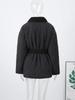Women's Collar Tied Waistband Jacquard Thick Jacket Top