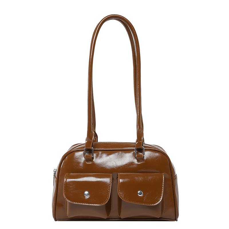 

Премиальная сумка подмышку женская новая однотонная портативная сумка через плечо популярная модная универсальная повседневная женская сумка коричневый