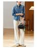 Women's Washed Retro Denim Long Sleeve Shirt - 2026 Spring/Autumn Hong Kong Style Artistic Top