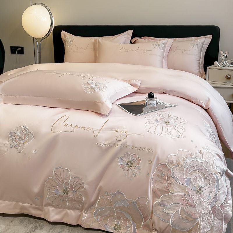 

Роскошный 4-предметный вышитый комплект постельного белья для мамы и малыша: Гипоаллергенный, Дышащий Пододеяльник, Простыня, Покрывало – Идеально для Свадеб 1.2m Bed [Duvet Cover 150x200]