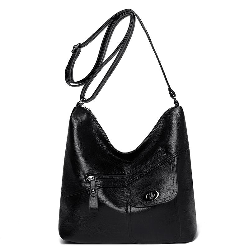 Women's Bag Vintage Shoulder Bag Large Capacity Multi-Pocket Soft Leather Tote Bag