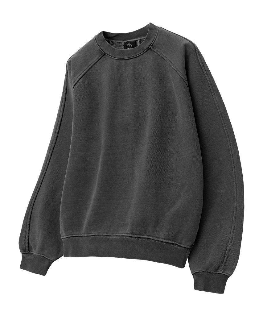 MOZMOZ Heavy Weight Pigment Raglan Back Slit Oversized Sweatshirt Charcoal