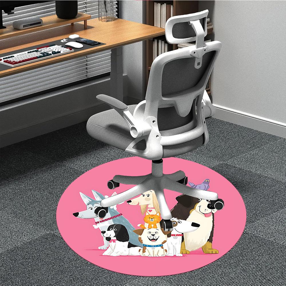 

1PC Puppies Pets Office Round Area Rug, Indoor Mat Suitable For Office, Under Office Chairs Bedroom Living Room Home Decor, Room Decos055 80cm by 80cm