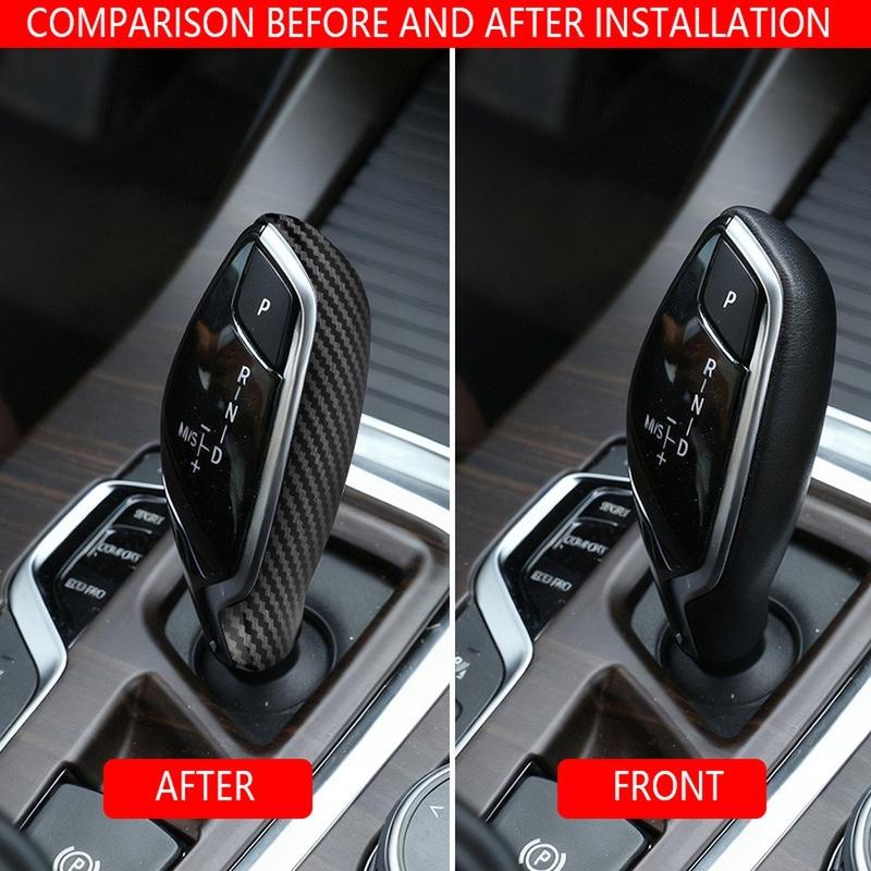 FÜR BMW Für 5er Serie/X3/X4/6er Serie GT/7er Serie 2018- Schalthebelabdeckung ABS Karbonfaser-Textur 11x5cm Perfekte Passform