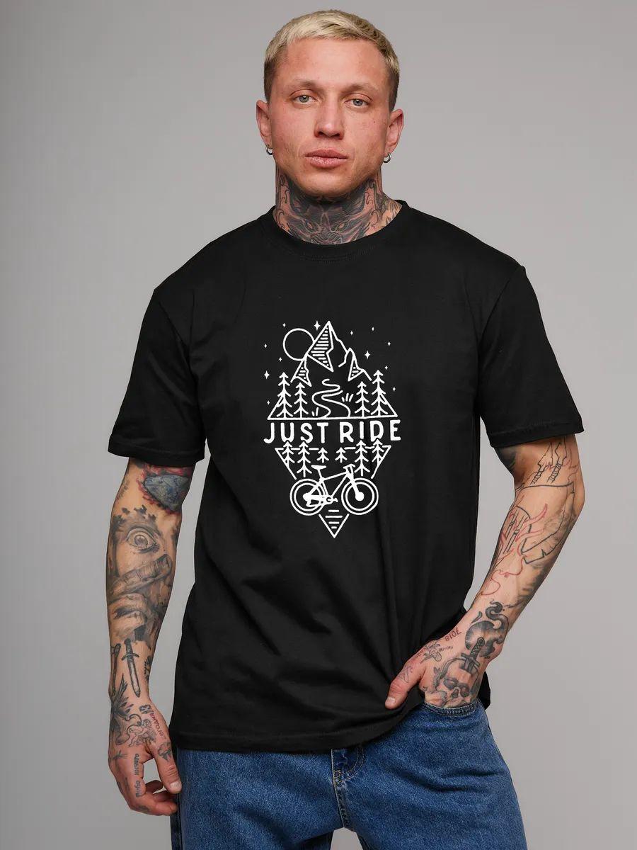 Black cotton oversized print T‑shirt L