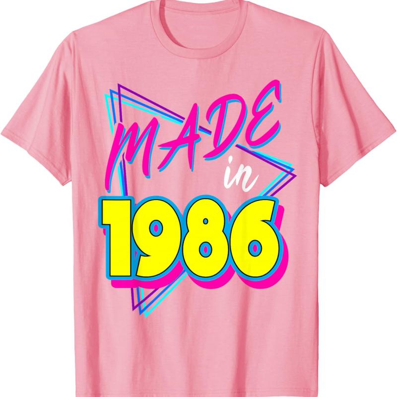 Made in 1986 35th Birthday Retro 35 Years Old 80s Vintage Crewneck TShirt Regular Short Sleeve Casual Printed Tshirt Tops