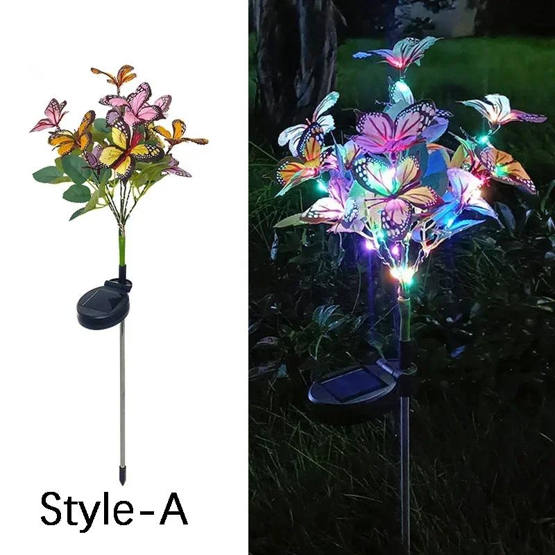 Simulation Butterfly Sunflower Outdoor Solar Light LED Lawn Lamp Home Garden Sunmmer Landscape Christmas Wedding Fairy Lights