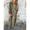 YYFS Women's Fashion Spring Fall Colour Block Print Long Sleeve V-Neck Loose Waistline Casual Dresses