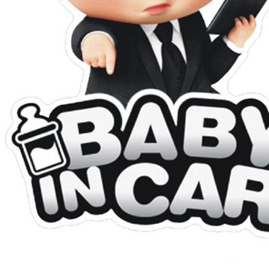 Car Sticker Self-adhesive Waterproof Decorative Eco-friendly Tear Resistant Reflective Cartoon Shape Baby In Car Print No Mark Left Bumper Decals