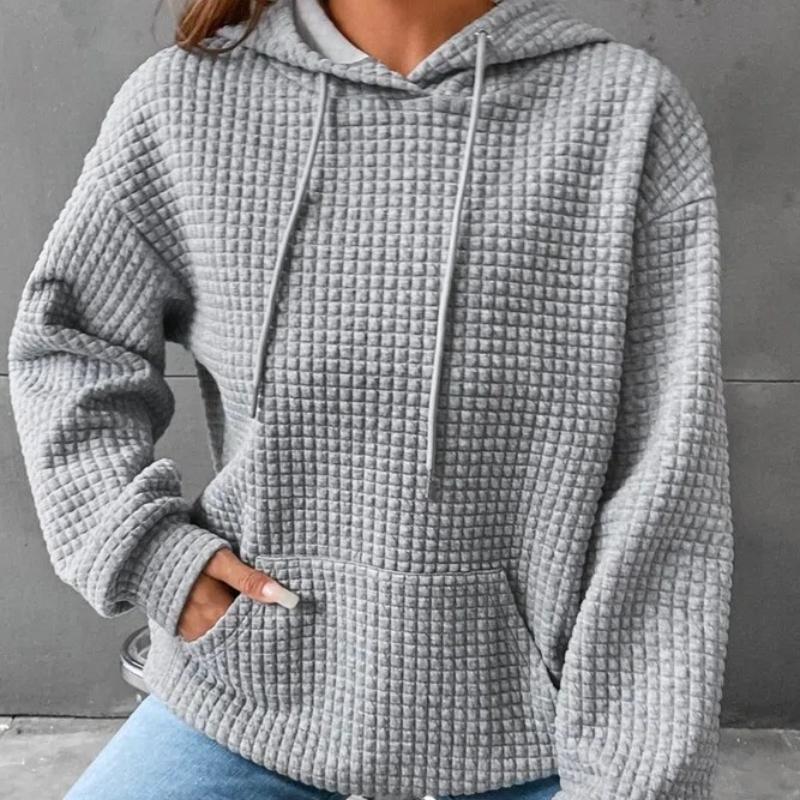 

Осенне-зимняя женская одежда маленького стиля, толстовка с круглым вырезом и капюшоном с длинными рукавами, однотонный топ для женщин 3XL серый