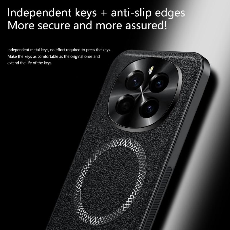 For Honor Magic 7 and Magic 7 Pro Case Magnetic Elegant Leather Wear-Resistant Lens Fully Covered Non-Slip Grip Edge Cover Shell