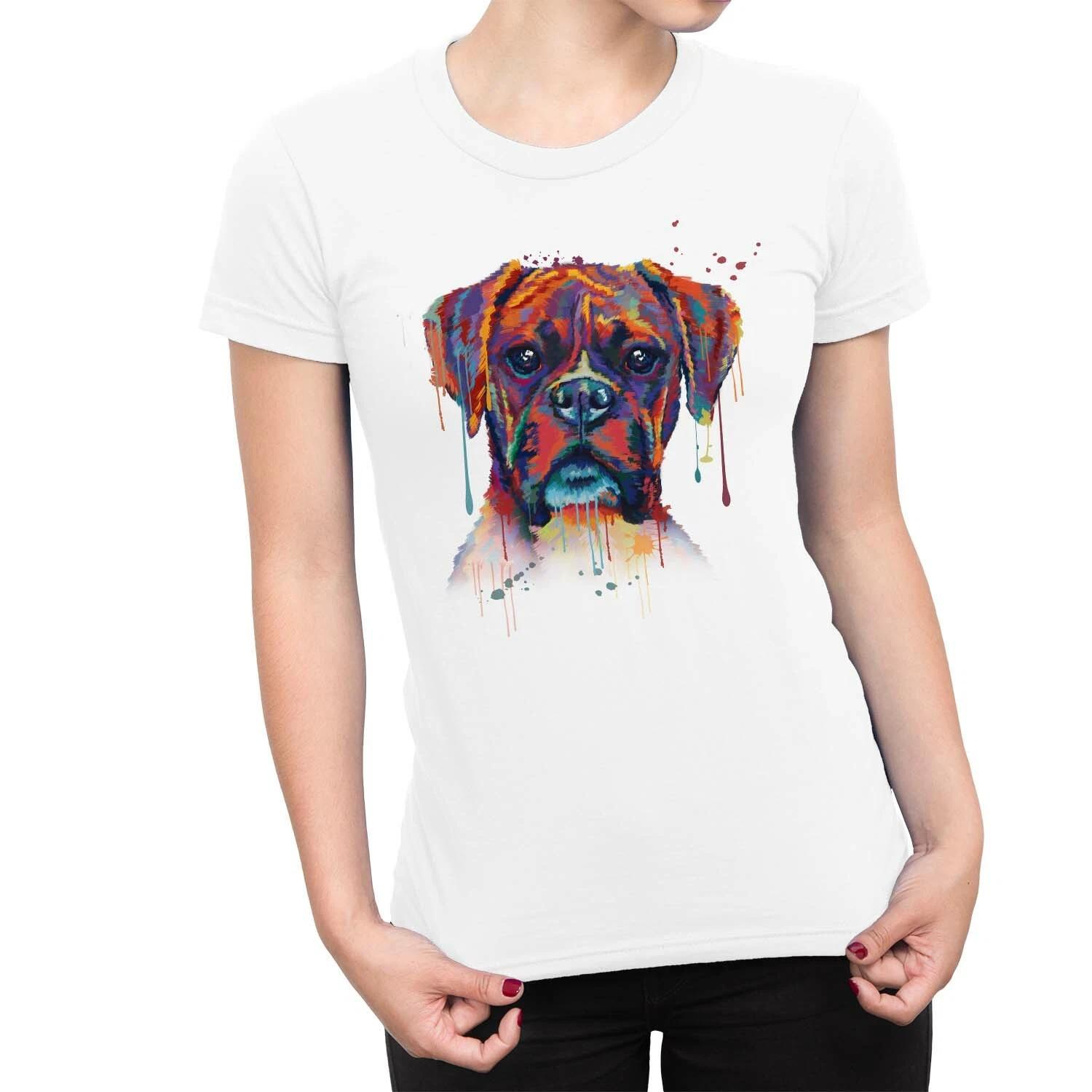 1Tee Womens Watercolour Abstract Bulldog Dog T-Shirt XL