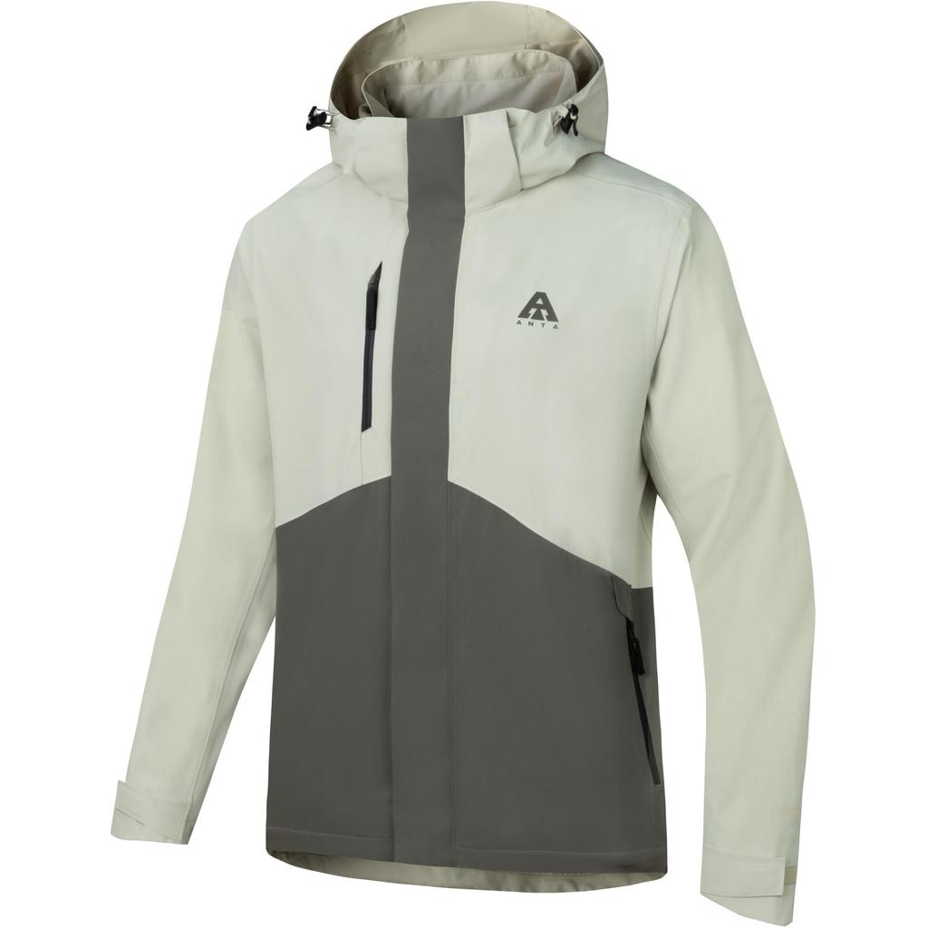 Anta Water Shell 2.0 Earth Shell Outdoor Windproof Waterproof Mountaineering 3-In-1 Fleece Hooded Jacket Men Jacket Gray Green 952446601-4