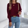 Autumn Winter New Slim Long Sleeve Women's Round Neck SweaterFashion Casual Fried Dough Twists Solid Color Knitting Pullover