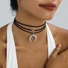 Vintage Crescent Moon Multi-layer Suede Choker Necklace