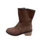 Side Zipper Coarse Heel Suede Martin Boots Women's Medium Heel Large Size Thin Short Naked Boots