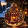 2pc Acrylic Material Christmas Ball Ornament Transparent Design with Light Santa Claus Pendant Hanging Christmas Decor