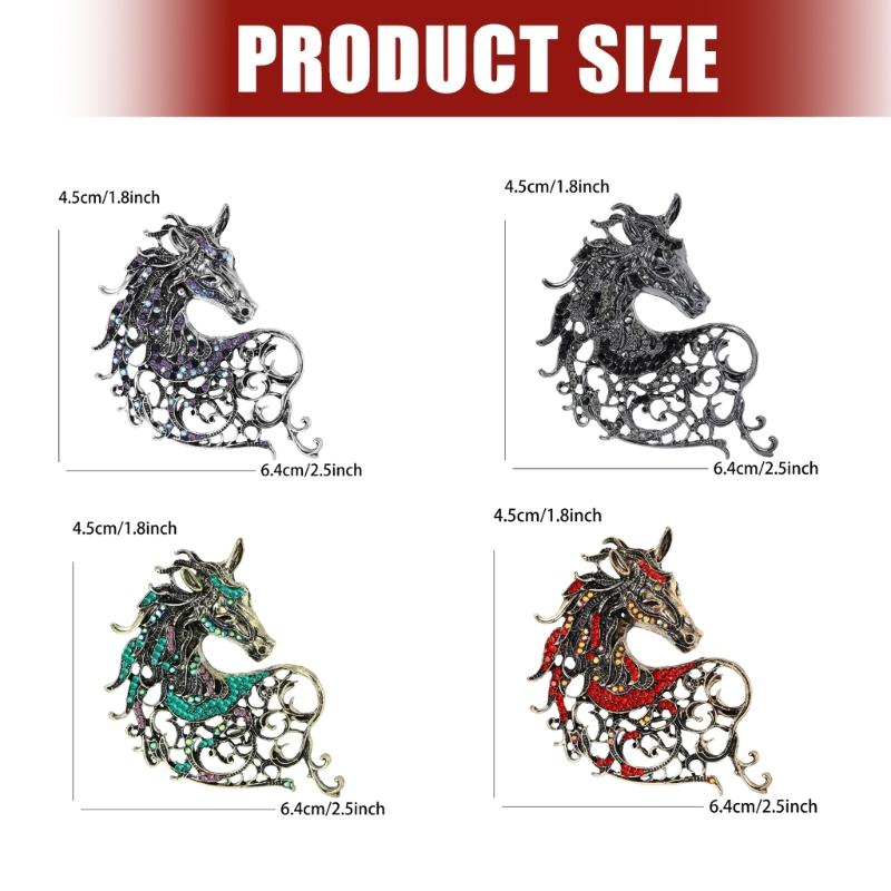 Unique Vintage Horse Head Brooch Elegant Fashion Chest Pin Badge Jewelry Clothing Accessory For Women Men