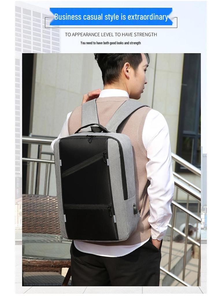 Men's Multifunctional Business Backpack with USB Charging and Large Capacity