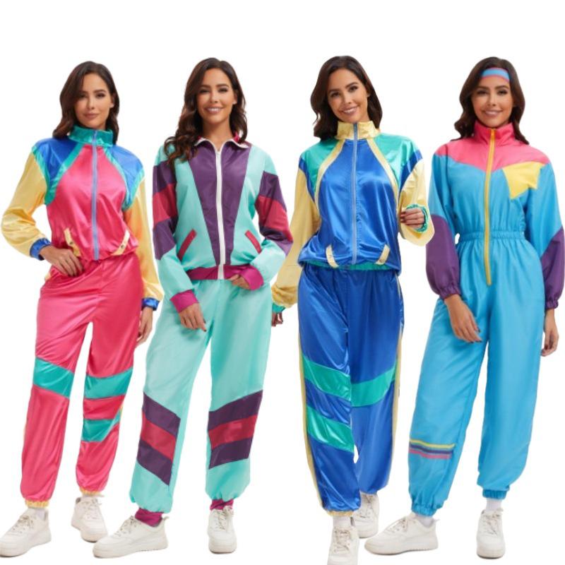 Damen Retro 70er Disco Sportbekleidung für Bühnenauftritte