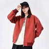 Women Everyday Coat Lapel Long Sleeve Patchwork Color Elastic Hem Jacket Zipper Placket Autumn Outwear
