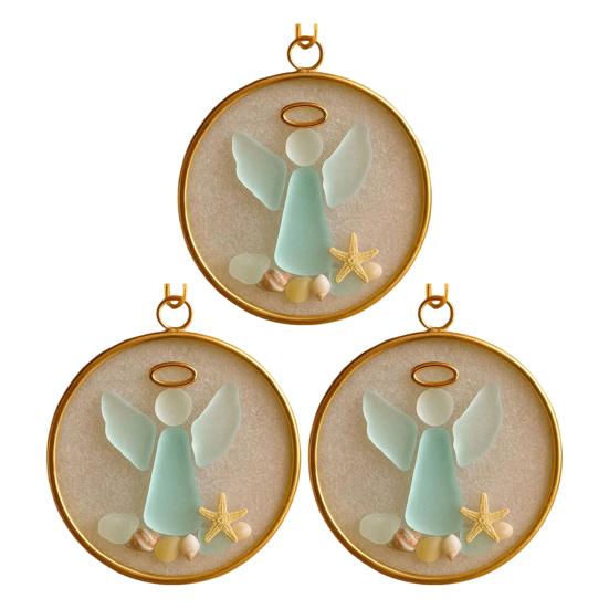 Sea Glass Nativity Christmas Ornament Beach-Inspired Hanging Ornament Nativity Christmas Tree Decoration for Xmas Tree Coastal Home Decor
