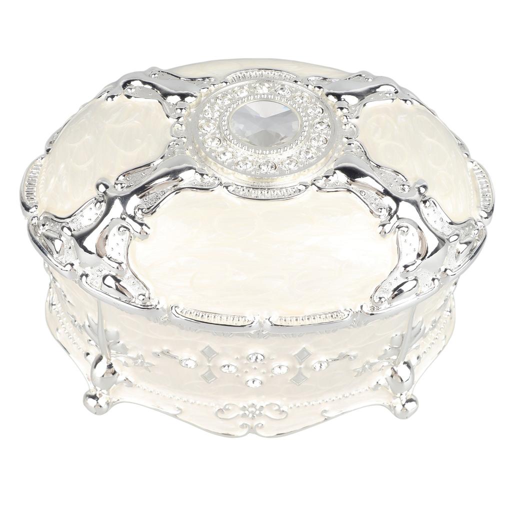 Vintage Jewelry Box Exquisite Elegant Alloy Antique Jewelry Organizer for Rings Earrings Necklaces