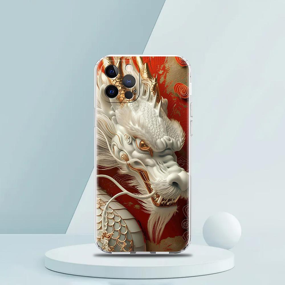 Cartoon Dragon Phone Case for iPhone 16 15 14 13 12 Pro Max Transparent Soft for iPhone 11 Pro Max 7 8 Plus XS XR Silicone Shell