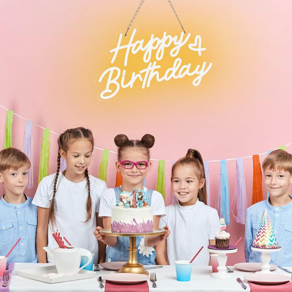 Happy Birthday Neon Sign for Party and Wall Decor with USB and Dimmer Switch,Happy Birthday Sign for Backdrop