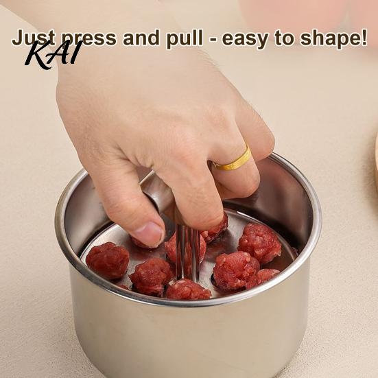 Fish Ball Maker Tool Stainless Steel Meatball Maker, 6/12-Hole Manual Meat Press Mold for Homemade Cooking Minced Beef Pork Balls, Non-Stick