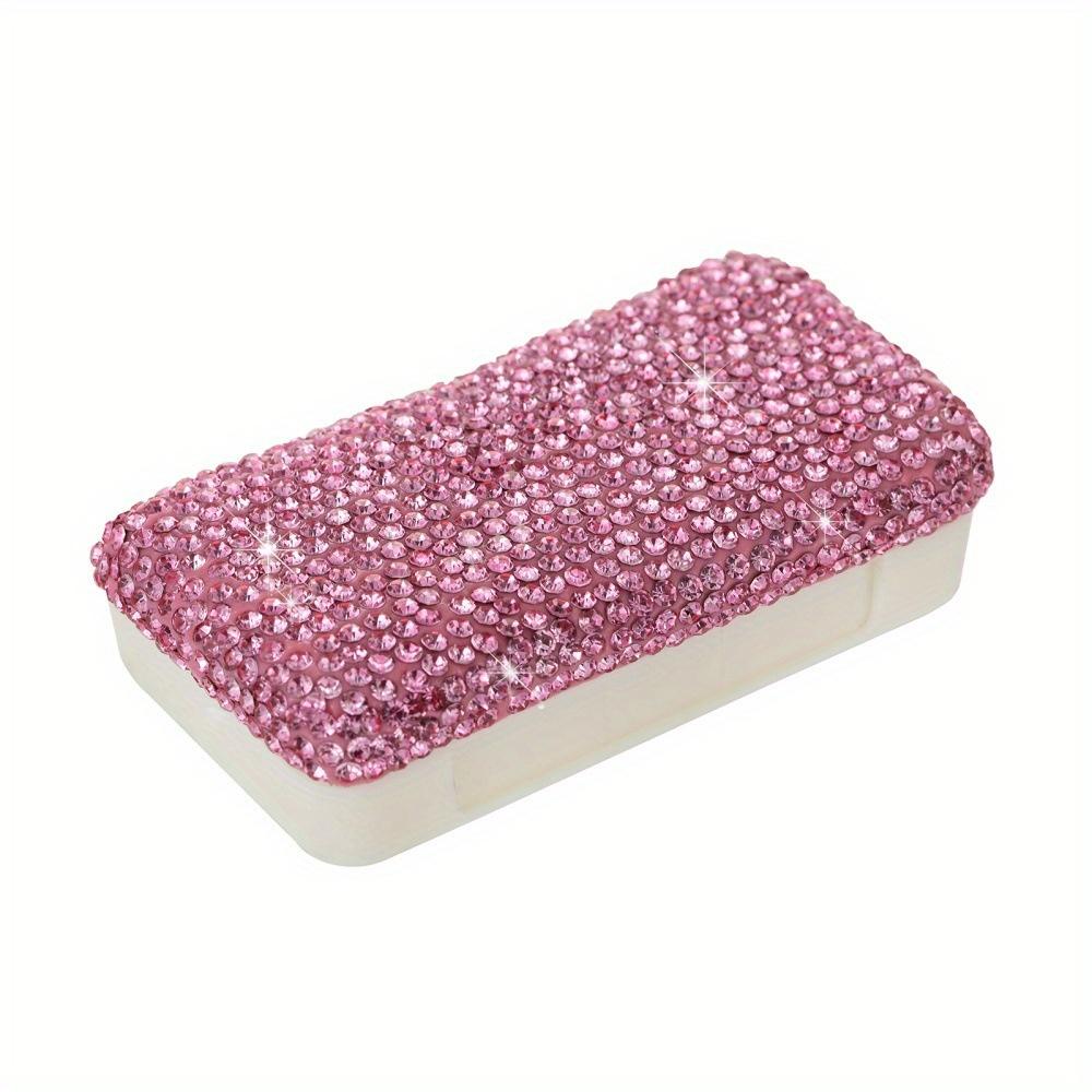 

Bling Rhinestones Travel Bottle Pill Organizer 3 Compartment Cute Daily Medicine Container Portable Travel Pill Box Bling Case рожевий