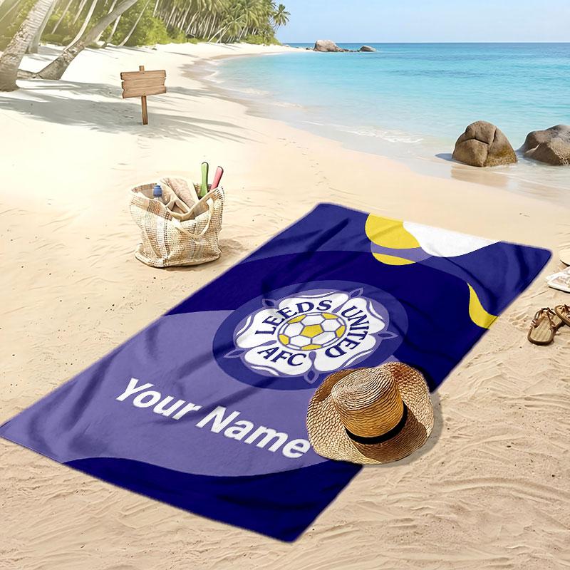 Leeds United Personalisiertes Bedrucktes Strandtuch Fußballlogo Unterstützung Benutzerdefinierter Name Text Saugfähiges Handtuch Für Sport Reisen Besonderes Geschenk