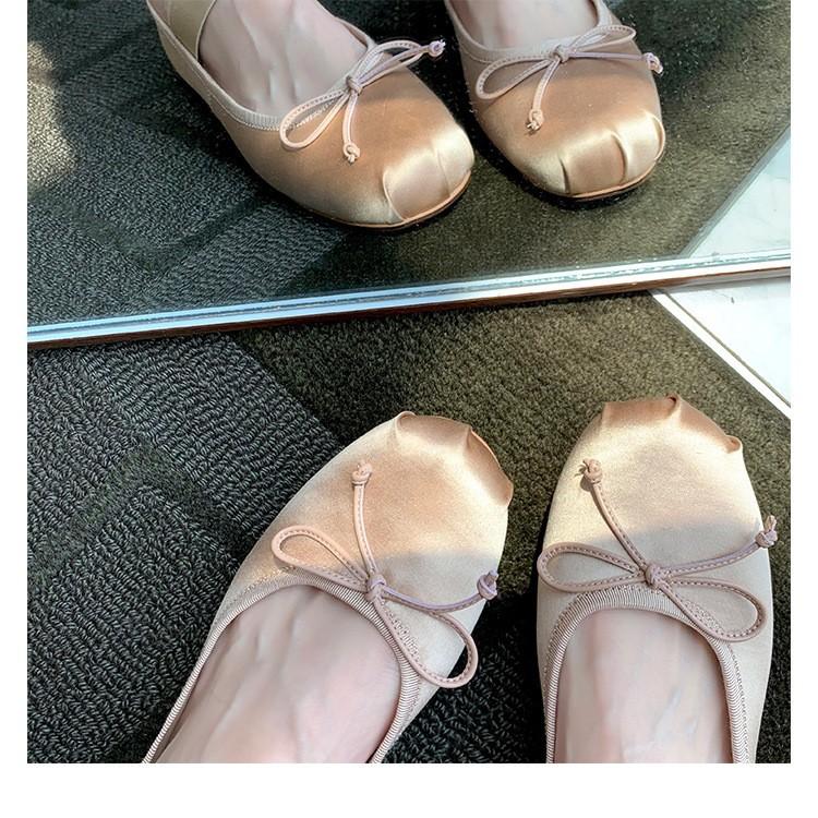 Flat Single Shoes Women's 2025 Spring New Bow Ballet Shoes Retro Shallow Mouth French Mary Jane Shoes Ladyshoes