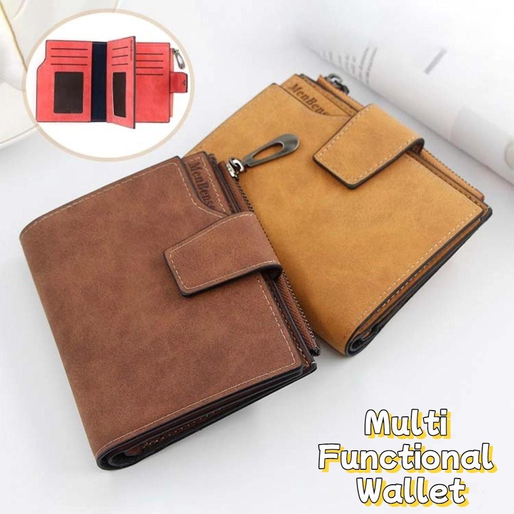 PU Leather Cash Purse Bag Large Capacity Short Wallets Portable Pocket Purse Wallet  Men Women