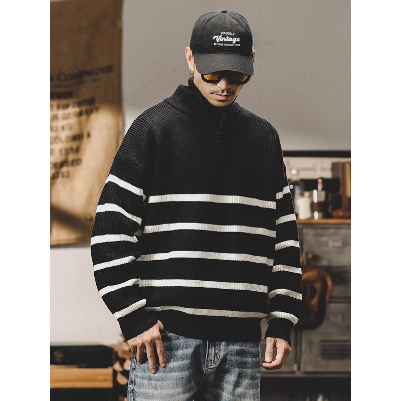 Men's Warm Fashionable Big Size Heavy Sweater Soft High Quality Fabric Half Zipper Sweater Loose Casual Sports Long-sleeved Knit Shirt