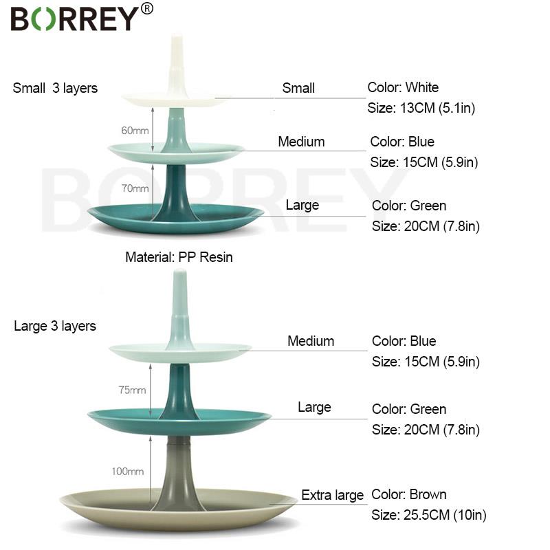 BORREY Fruit Basket Stand 2 3 Tier Cake nut Plate Stand Dessert Plate Round Resin Biscuit Tray Compote Household Snacks Storage