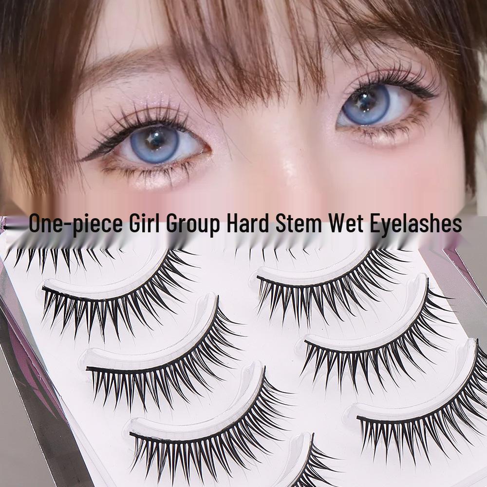 Korean One-Piece Wet Look False Eyelashes: Double Eyelid Support, Natural Style, Dense for Beginners