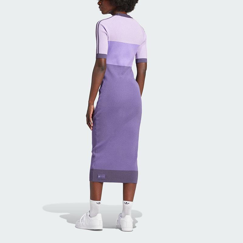 Adidas Originals Ksenia Schnaider Ss24 Fashion Sports Slim Fit Short Sleeve Dress Women Dresses Pink Purple IZ0723