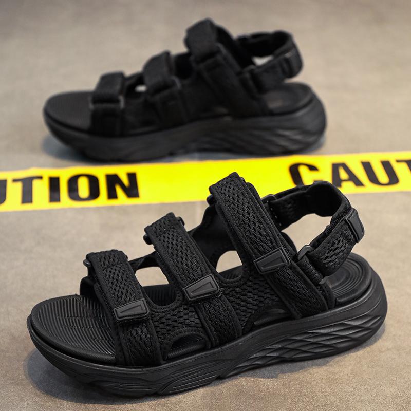 

Мужская повседневная пляжная обувь, дышащая, нескользящая, летняя, новая мода, удобные тапочки для ходьбы, уличные сандалии, быстросохнущие, без застежек 40