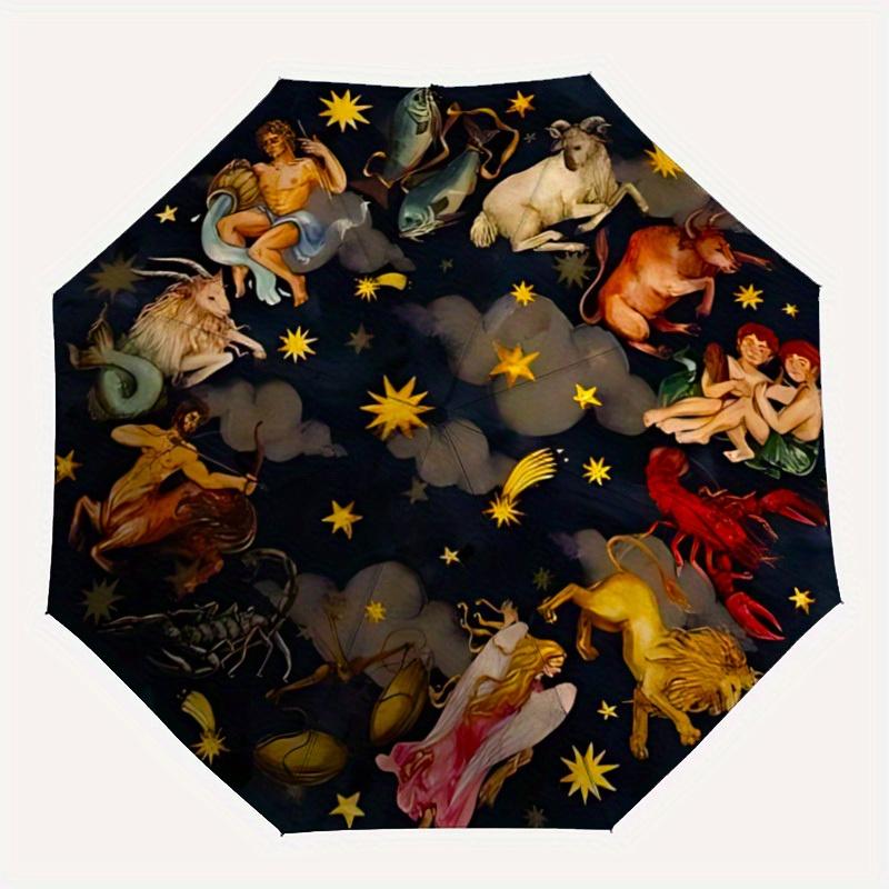 

1pc Zodiac Signs Automatic Open/Close Umbrella, Portable Folding umbrella for Everyday Use yy250826073