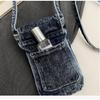 Retro washed denim mobile phone bag casual messenger bag