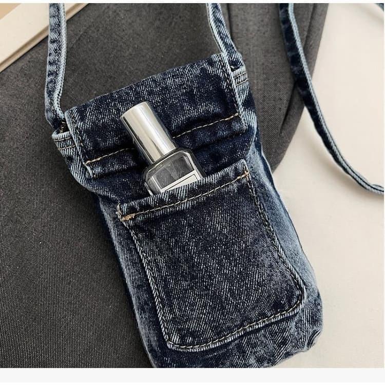 Retro washed denim mobile phone bag casual messenger bag