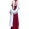 White Plush Tassel Shawl: High-End Retro Qipao Scarf for Autumn/Winter.