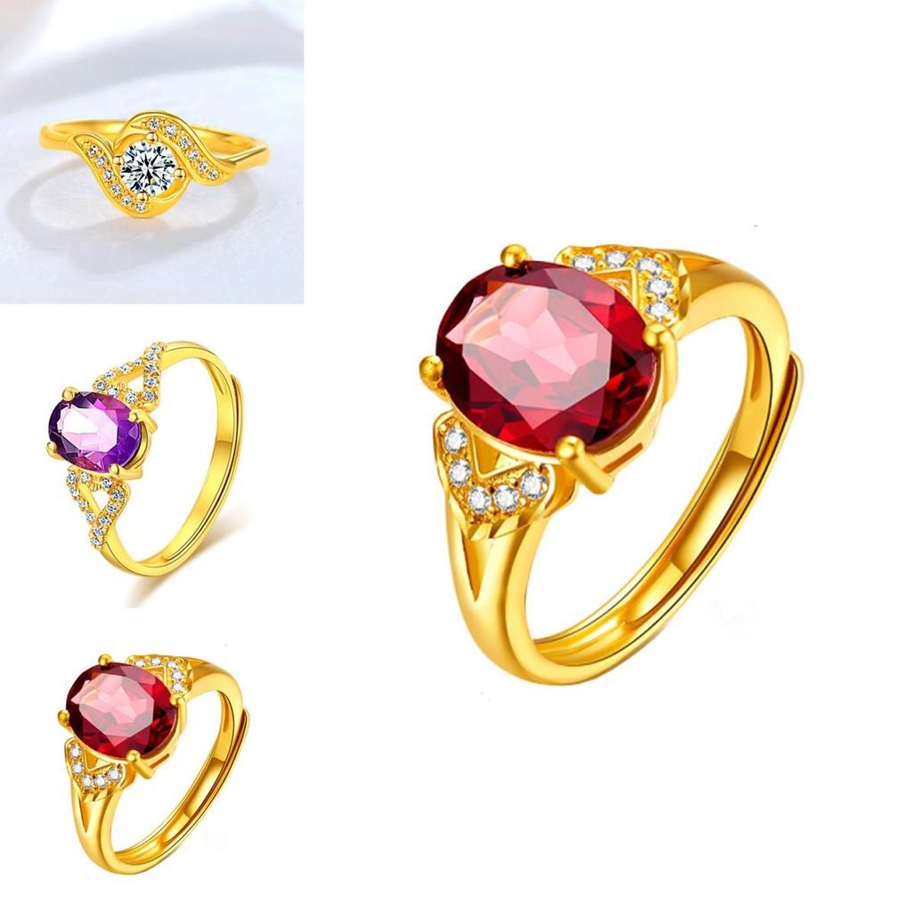 Beautiful Adjustable Womens Ring Featuring Purple Amethyst And Glittering Diamond Accents