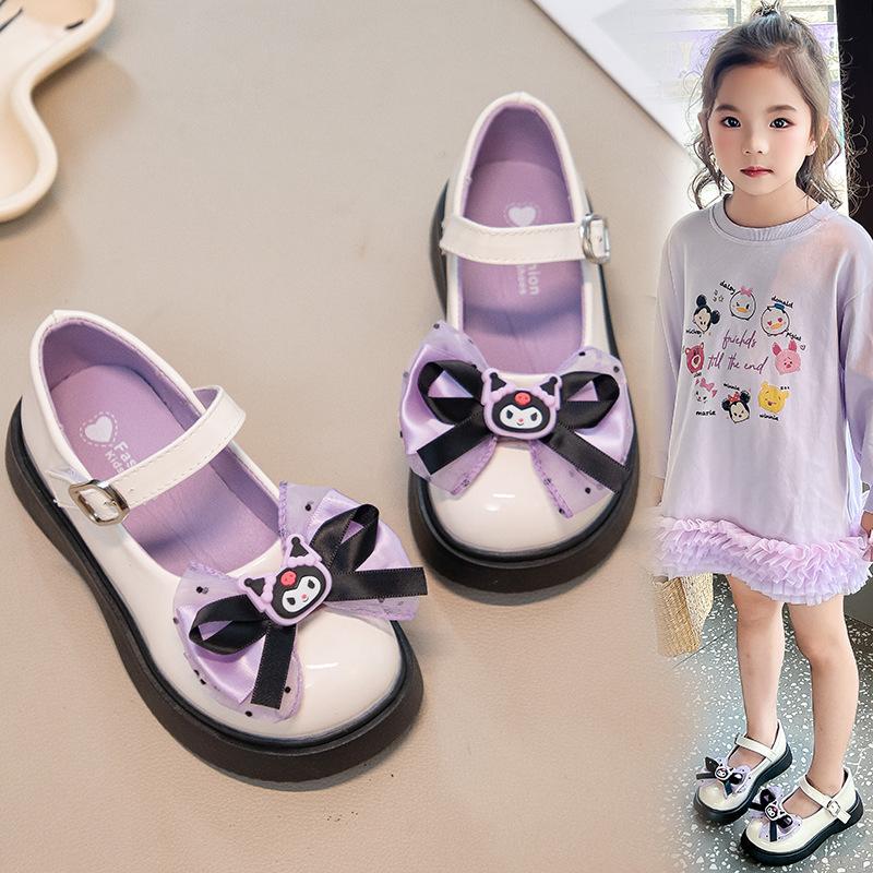 

Kuromi Spring Autumn Children s Leather Shoes with Bowknot Versatile Girls Fashion Mary Jane Shoes Causal Kids Princess Shoes 27