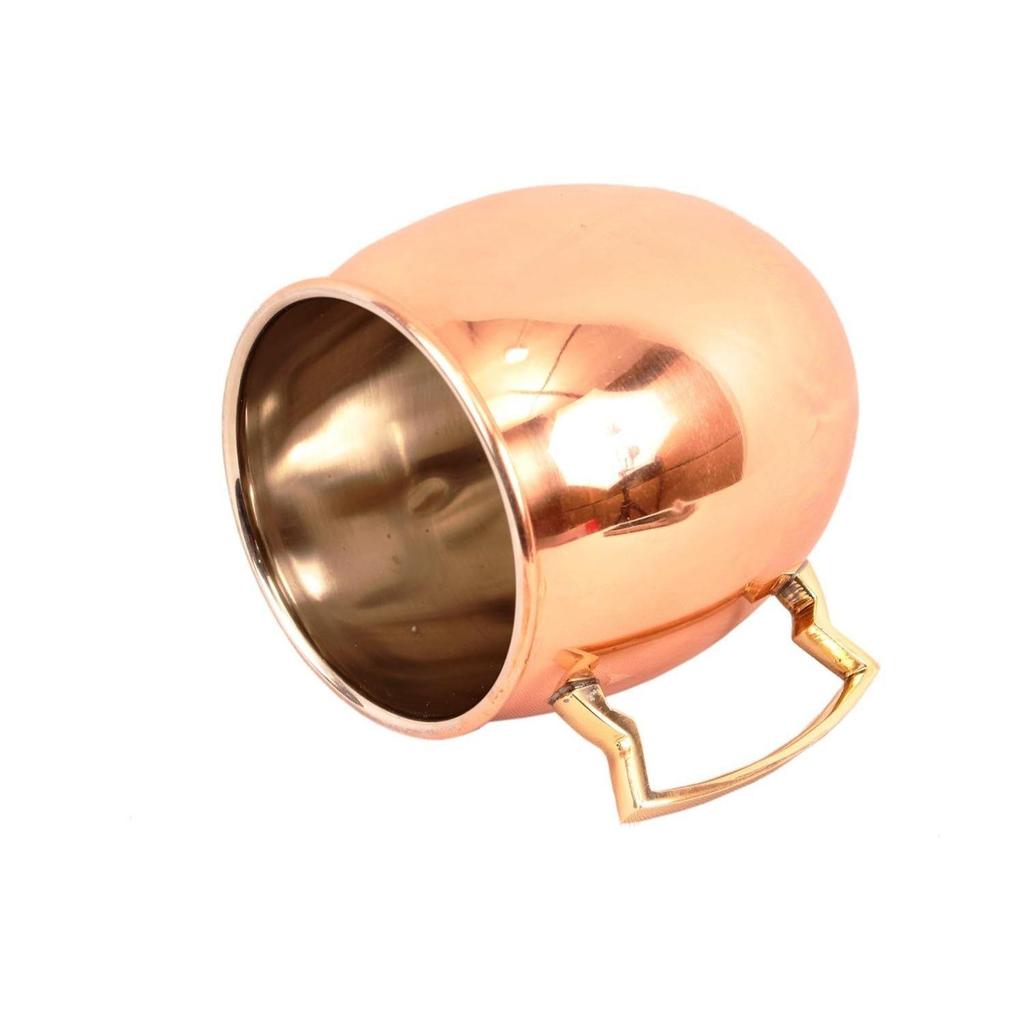Pure Copper Round Shaped Plain Design Moscow Mule Beer Mug Cup, Volume-530ML, Set of 4