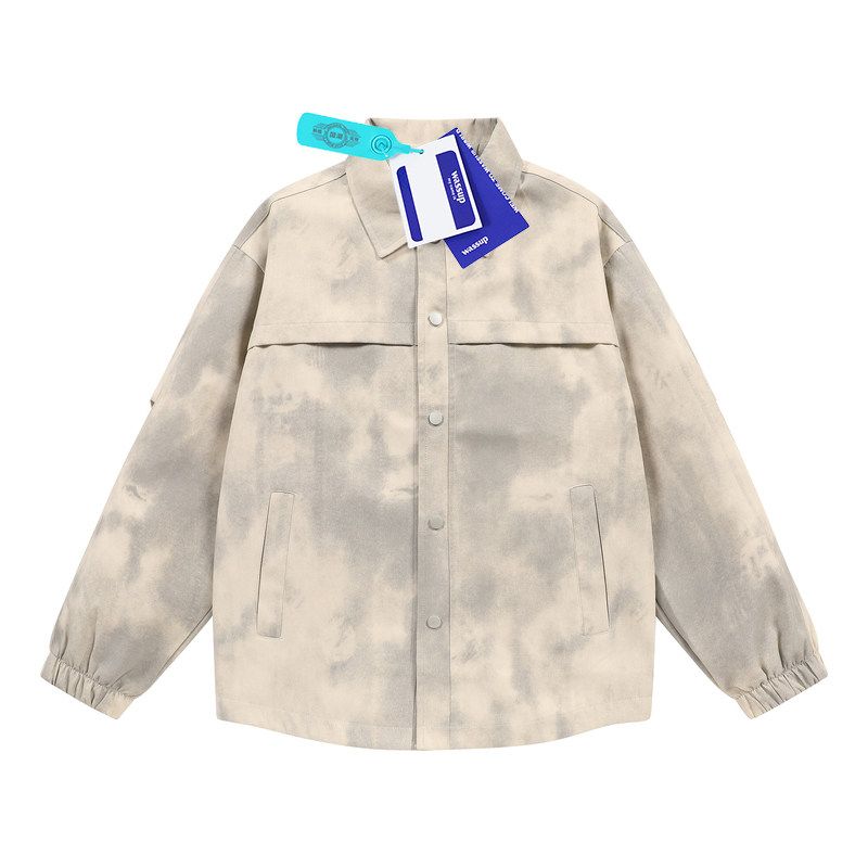 Wassup Jacket Men's Tie-Dye Spring and Autumn 2025 New American Retro Dirty Jacket Casual Lapel Top